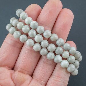 Matte Silver Banded Jasper Druzy Size 6mm and 8mm- Handmade In USA- approx. 7&quot; Bracelet Crystal Bracelet