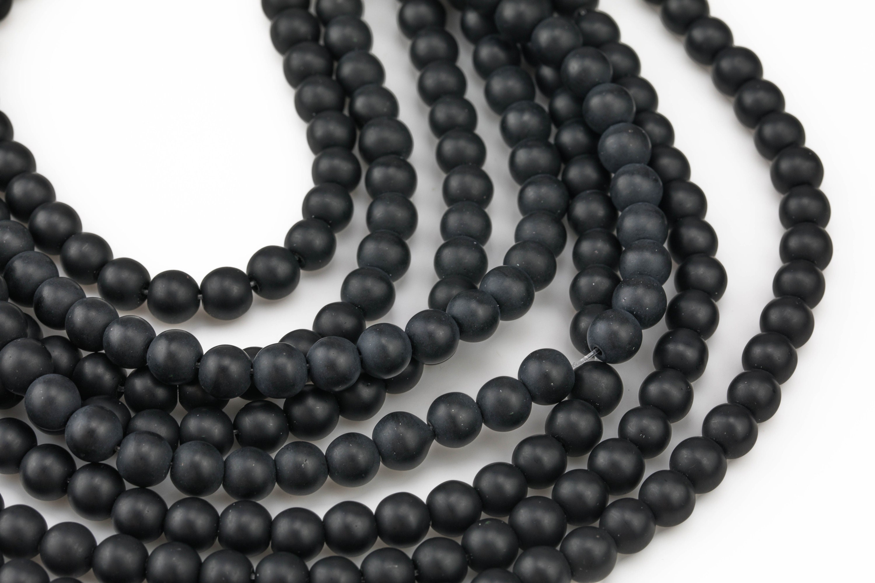 Collana 18'' Di Onice Nero Naturale - Perline Rotonde Da 6-14mm - Argentato, Regalo Natalizio