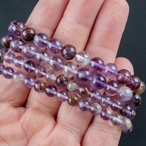Natural Rare Natural Auralite 23 Cacoxenite Bracelet Smooth Round Size 6mm and 8mm- Handmade In USA- approx. 7&quot; Bracelet Crystal Bracelet