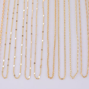 16" Dainty 14k Gold Necklace Satellite Chains for Layering - 16" with extender