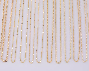 16" Dainty 14k Gold Necklace Satellite Chains for Layering - 16" with extender