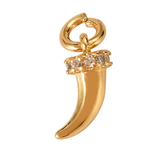 4 pièces de collier en or 18 carats et cornes de dents de cz - 3 x 10 mm - 4 pièces par commande p13g142