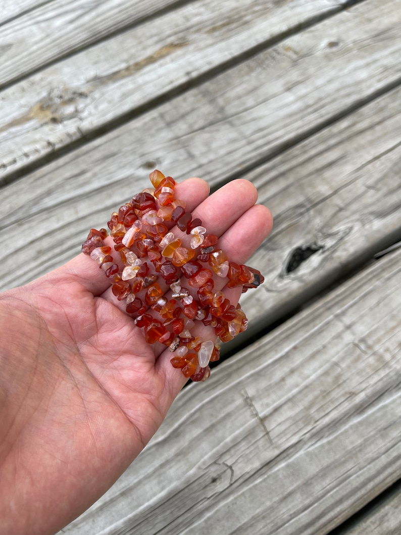 Carnelian Bracelet Stretchy String Bracelet Natural Gemstone Chips Bracelets Pre-charged Handmade Jewelry image 3