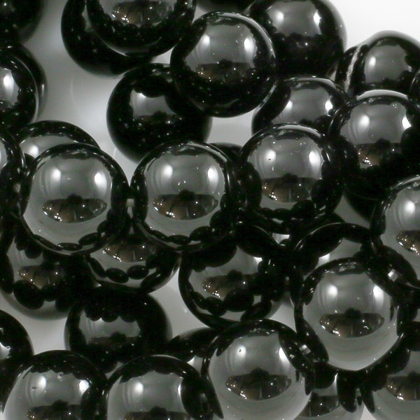 Perles d'onyx noires rondes de qualité AAA, 3 mm 4 mm 6 mm 8 mm 10 mm 12 mm 14 mm 16 mm, rang de perles de pierres précieuses, véritables perles de pierre non serties 15,5 pouces