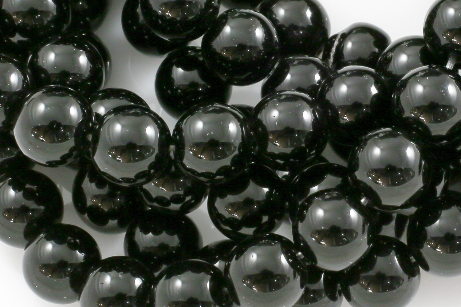 10 Perles En Pierre D'onyx Noir - Boules 10mm, Pour Création Bijoux