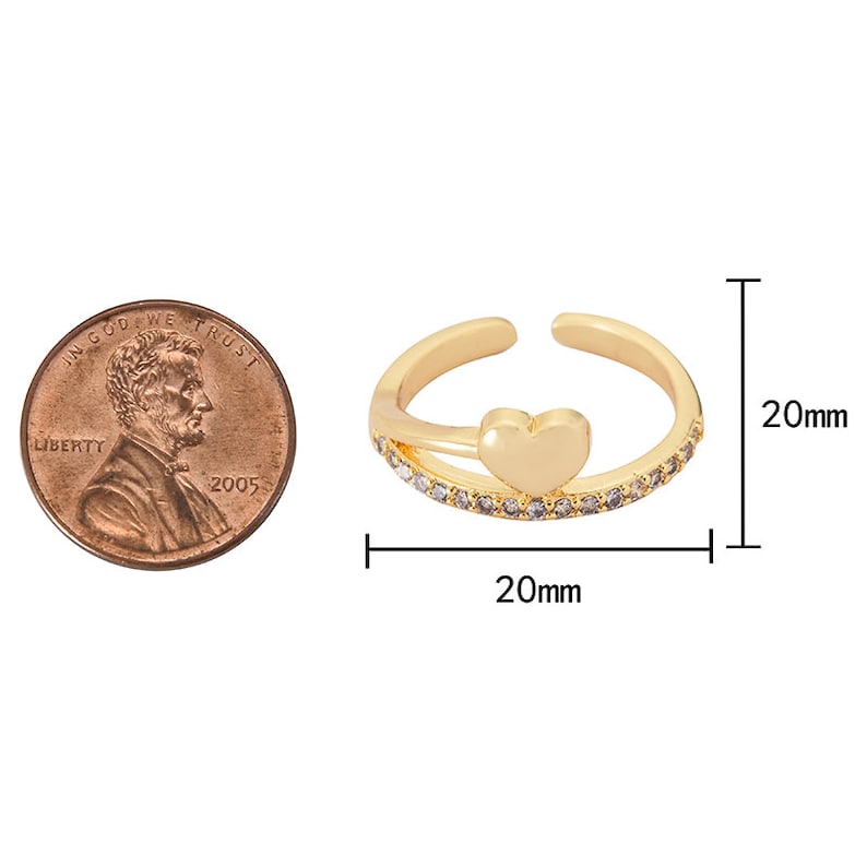 Minimalist Cz Ring Dainty Jewelry Adjustable Ring Gold Open Ring Micro Pave Ring 1 pc Gold Ring Heart Dainty Ring