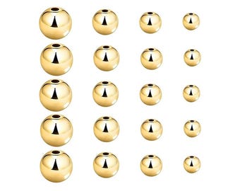 200 pieces 14K Gold Solid Beads pvd Ion Plated Tarnish Resistant 3mm 4mm 5mm 6mm 8mm Gold Brass Spacer Beads Plain Seamless Gold Brass Beads