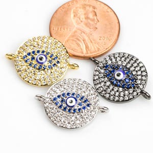 CZ Evil Eye Coin Cz- Connector- 14mm