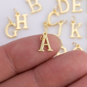 Dainty 14k Gold Personalized Initial Charm Initial Pendant, Letter Charm, Minimalist Alphabet Letter Charm, Add On Charm image 3