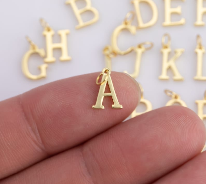 Dainty 14k Gold Personalized Initial Charm Initial Pendant, Letter Charm, Minimalist Alphabet Letter Charm, Add On Charm image 3