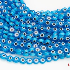 Evil Eye Beads Flat Glass Crystal 6mm 8mm All Colors Available Turkish Eye 15-16 image 6