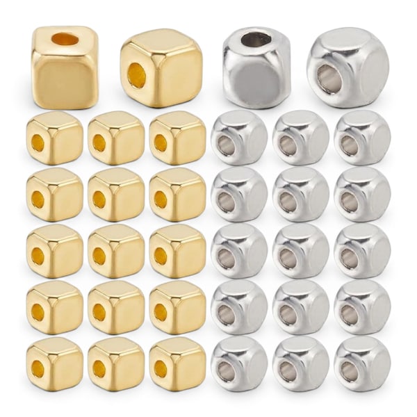 50pcs Cube Beads 2mm 2.5mm 3mm Gold pvd Plated or Silver Spacers 100pcs Cube Spacer Beads Tarnish Resistant Made in USA
