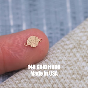 Conector de concha de vieira - Plata esterlina bañada en oro de 14 quilates - Conectores de concha de vieira - Suministro de joyería permanente - Venta al por mayor