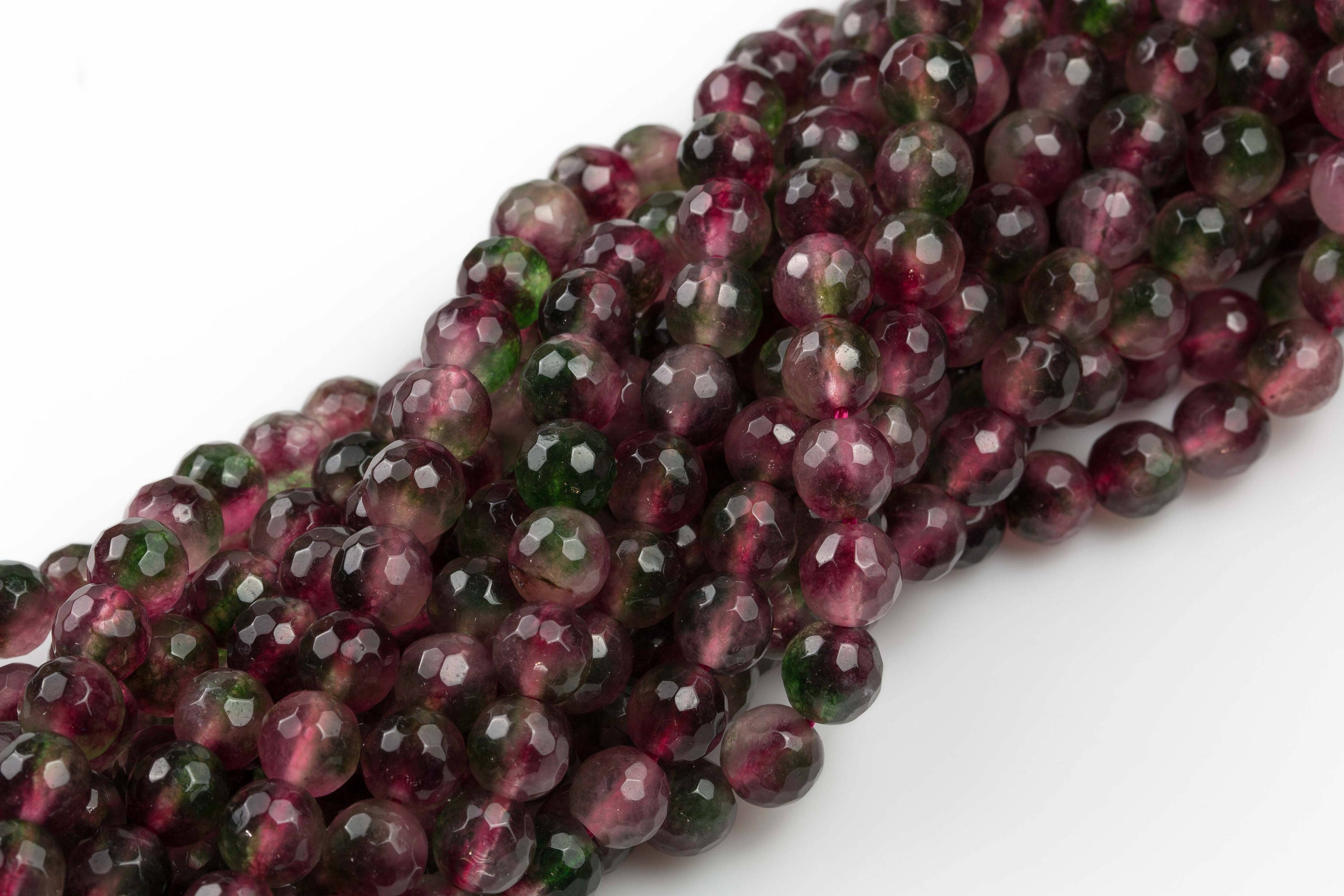 WATERMELON TOURMALINE JADE 8mm Faceted Round Single or Bulk Etsy