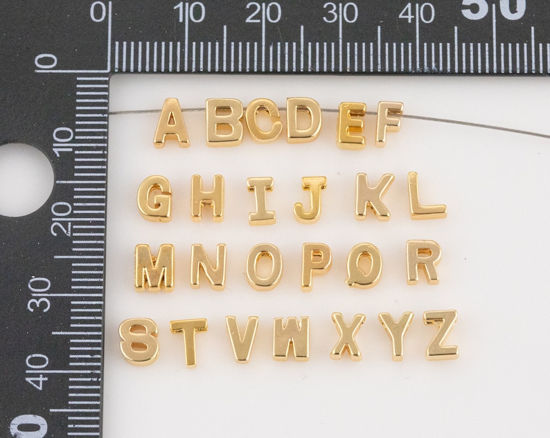 Tiny Dainty Letter Beads Alphabet Letters 14k Gold Letter Beads image 3