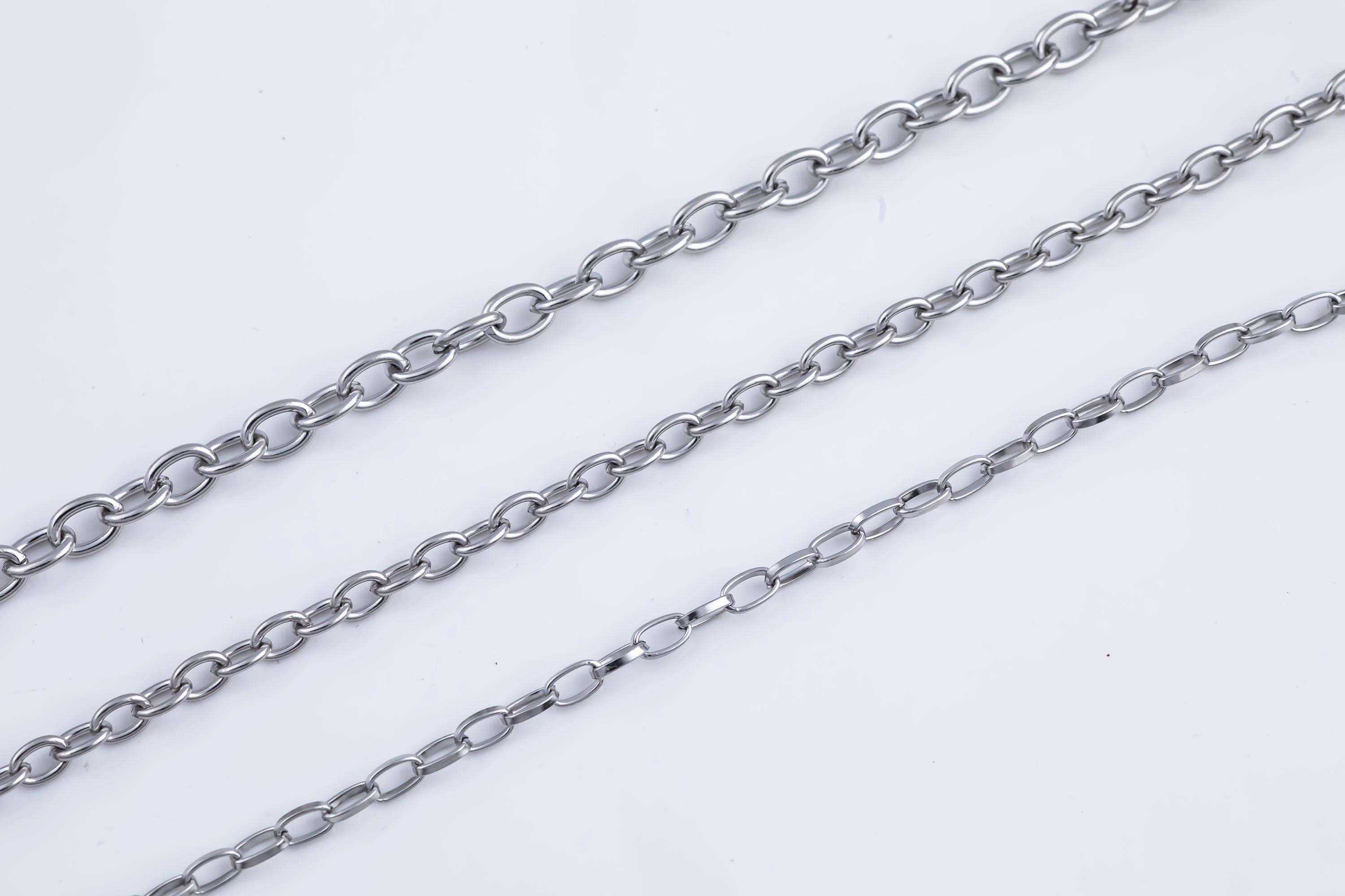 Stainless Steel Oval Chain 4x6mm - Yard or Full Spool - High