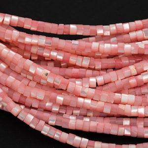Peach Pastel Mother of Pearl 4mm Heishi Beads 15.5" Strand Shell Beads