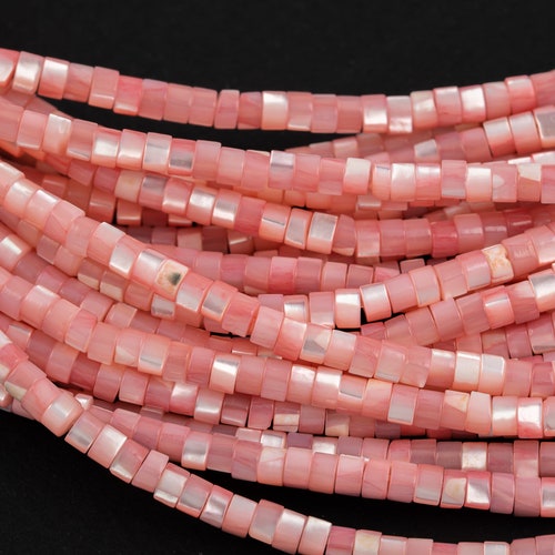 Peach Pastel Mother of Pearl 4mm Heishi Beads 15.5" Strand Shell Beads