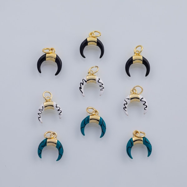18K vergulde hoornhangers van emaille, 12 x 12 mm - bestand tegen verkleuring