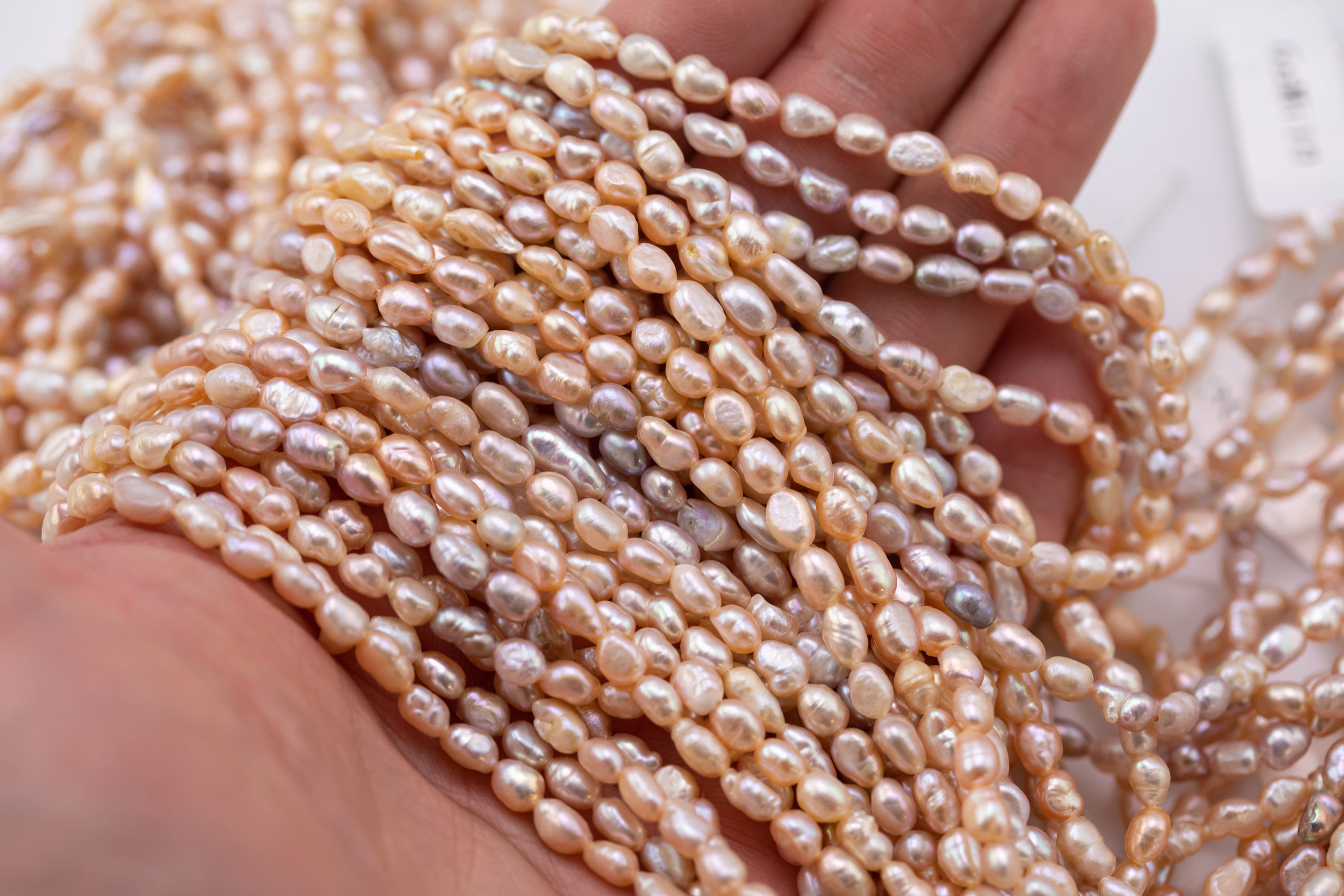 Natural Freshwater Pearl Light Peacock Small Potato Seed Pearls 5x6mm