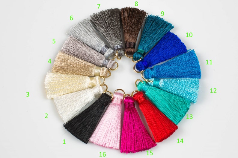 SILK TASSEL TASSLE Silk Tassels Tassles High Quality Small Tassels 4 pcs image 2