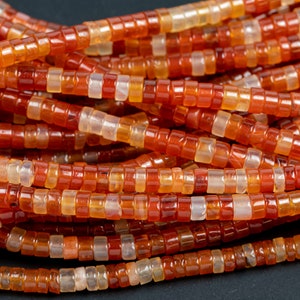 Natural Carnelian Heishi Discs Beads 2x4mm 3x6mm 15.5&quot; Strand
