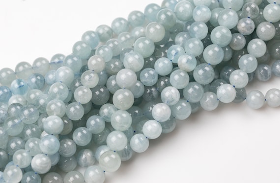 AAA Grade 6 mm Natural Aquamarine Bracelet with Mother of Pearl bead Woman's Wedding Bracelet