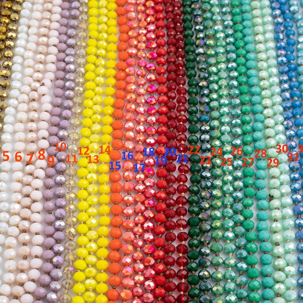 NEW BATCH!! Knotted crystal necklaces. Extra Long Hand-Knotted Crystal- Approximately 36-39 Inches Long- 8mm- Long Necklace