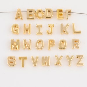 Tiny Dainty Letter Beads Alphabet Letters 14k Gold Letter Beads image 2