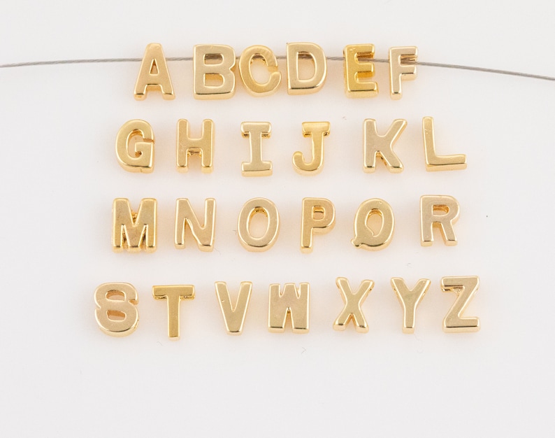Tiny Dainty Letter Beads Alphabet Letters 14k Gold Letter Beads image 2