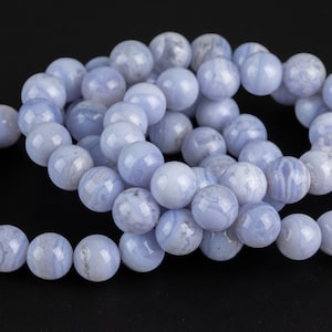Natural Bracelets Blue Laced Agate Chalcedony- 10mm- 7-8 inch Bracelets AAA Quality Gemstone Beads