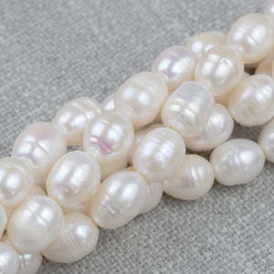 10x12mm Large Hole Freshwater Patatoe Pearl, 8 Inch Strand Big Hole Beads