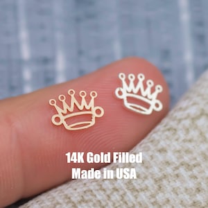 Fancy Krone - Sterling Silber oder Gold filled- permanent Schmuck Verbinder- Charm, Anhänger,