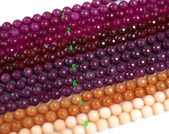 JADE Faceted Round 10mm Reds -Full Strand 15,5 pouces Strand,