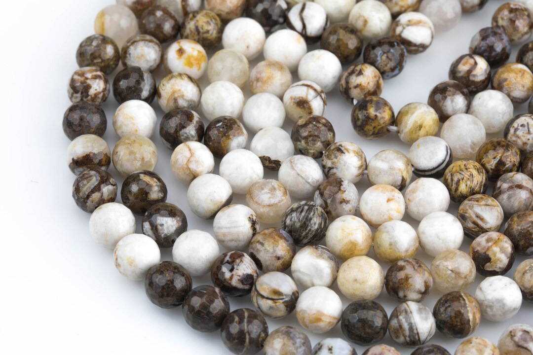Dendritic Montana Agate Beads – Faceted Round 4mm To 10mm 15.5" Strand