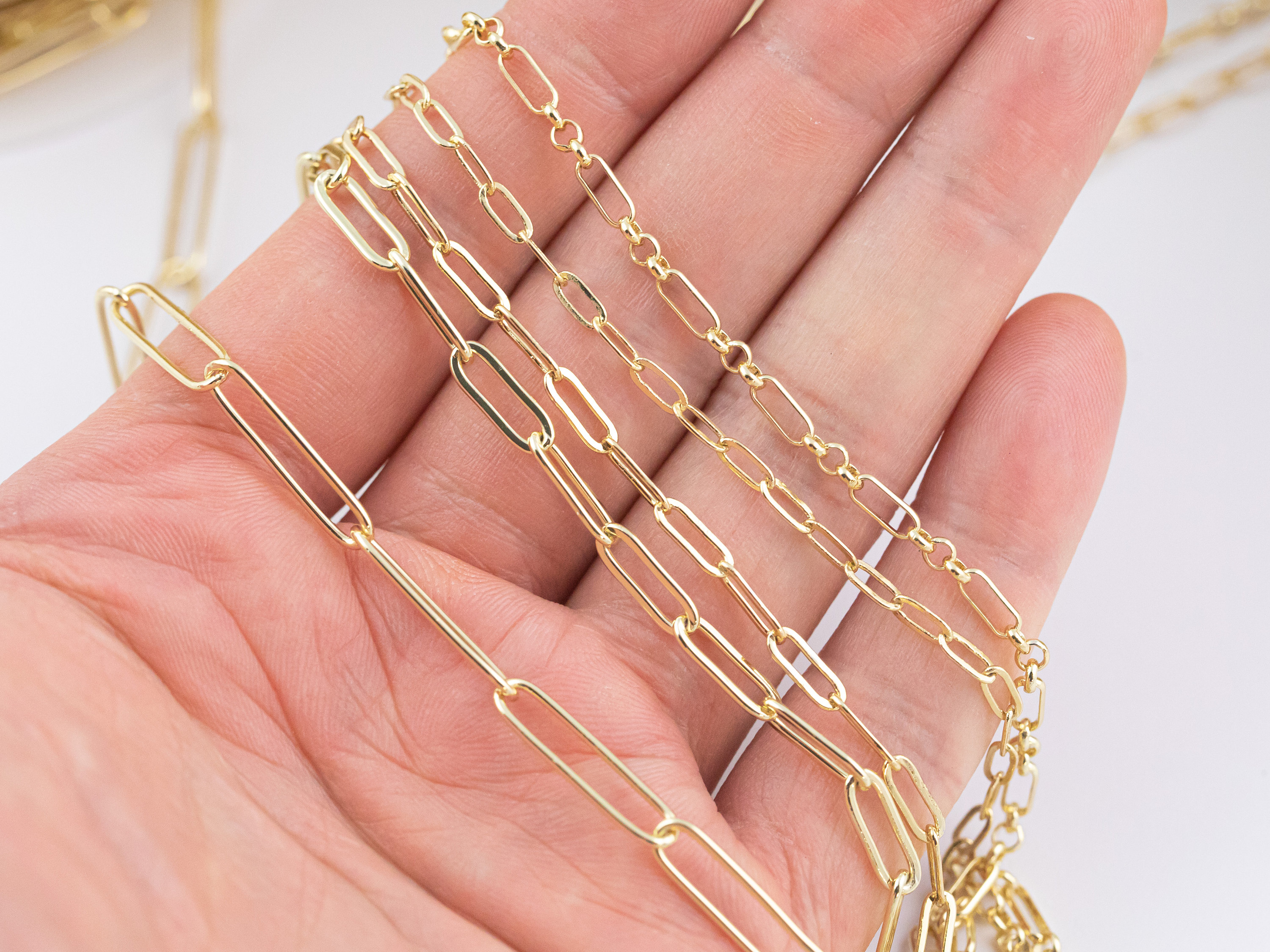 14k Gold Plated Paperclip Chains Tarnish Resistant Popular Etsy