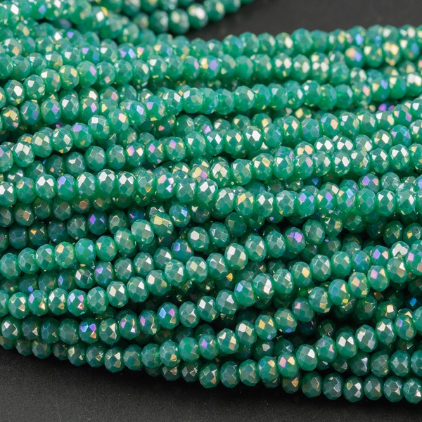 3.5-4mm Crystal Rondelle 1 or 2 or 5 or 10 STRANDS- 13 inch strand- Teal