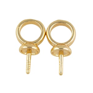 Glue in Bail- perfect for pearls and half drilled beads- bail size- 5.5mm large bail- 18kt