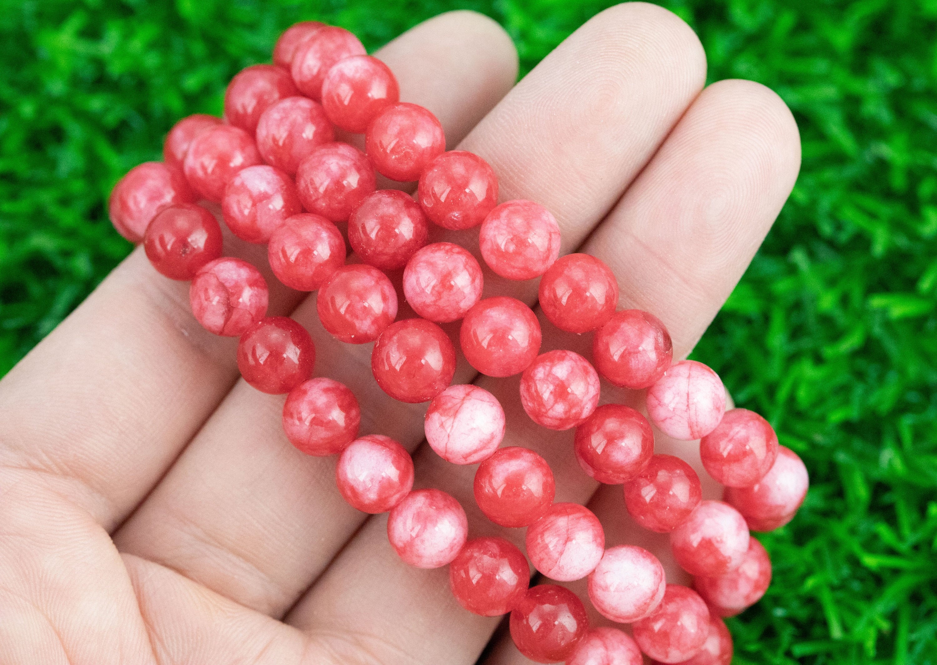 ブレスレット サマーローズ 翡翠ブレスレット 8mm 重ね付けできる