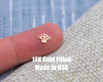Mushroom Connector - 14Kt Gold Filled Sterling Silver - Mushroom Flower Connectors - Permanent Jewelry Supply