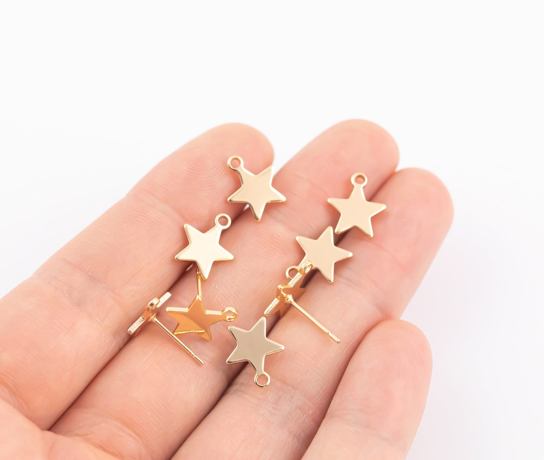 Earring Findings Stud Earring Finding Star 12mm Gold Plated Etsy