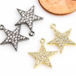 Star CZ Gold Pave 12mm Charm