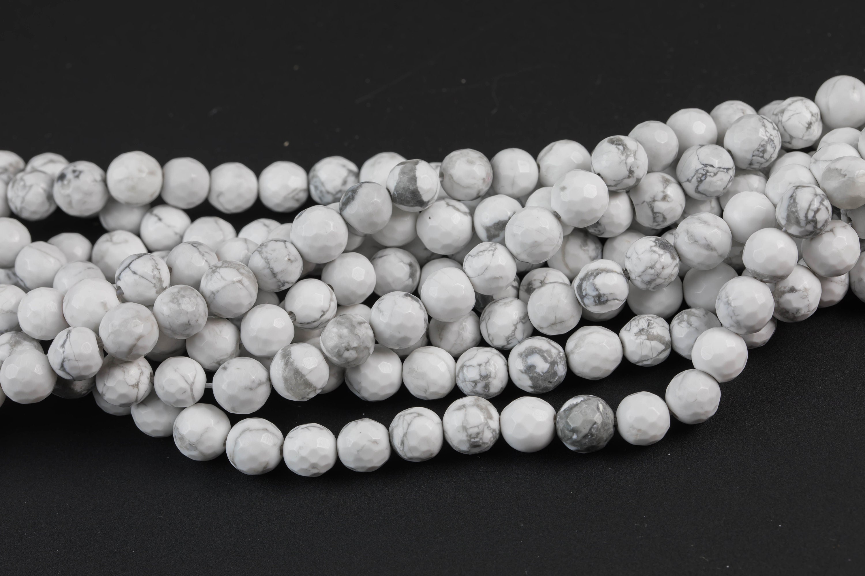 Natural Wholesale Faceted White Howlite Beads Jasper Faceted Round 4mm ...