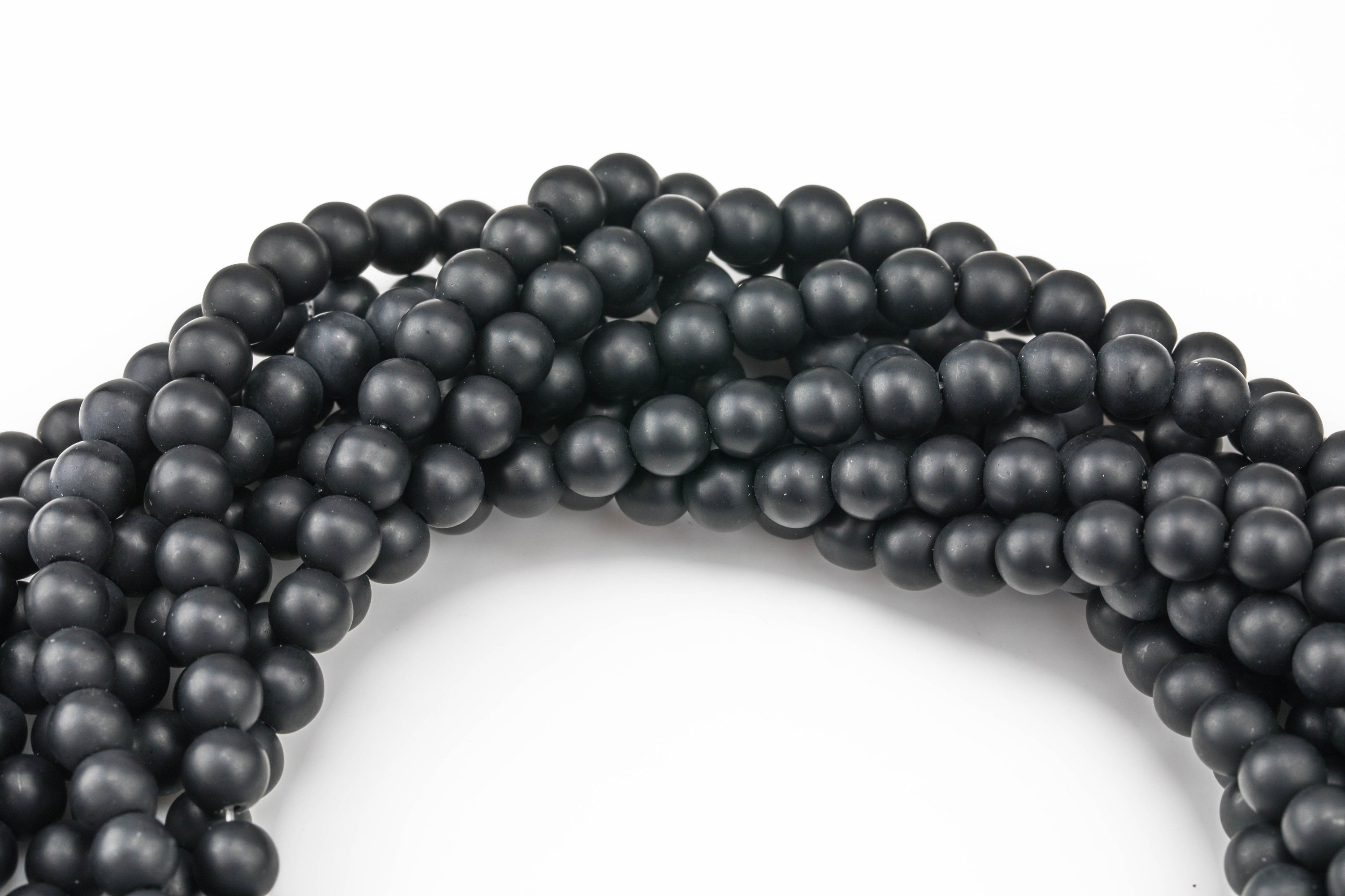 Natural Black Onyx Beads Round Smooth 15” Strand Loose 4mm 6mm 8mm 10mm 12mm 