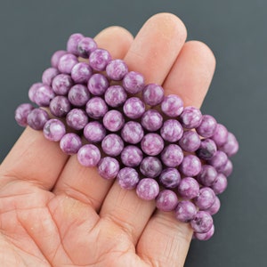 Lepidolite 6mm and 8mm Round Stretchy String Oval Bracelet Natural Crystal Gemstone Bracelets - Gemstone Bracelets Handmade Jewelry Bracelet