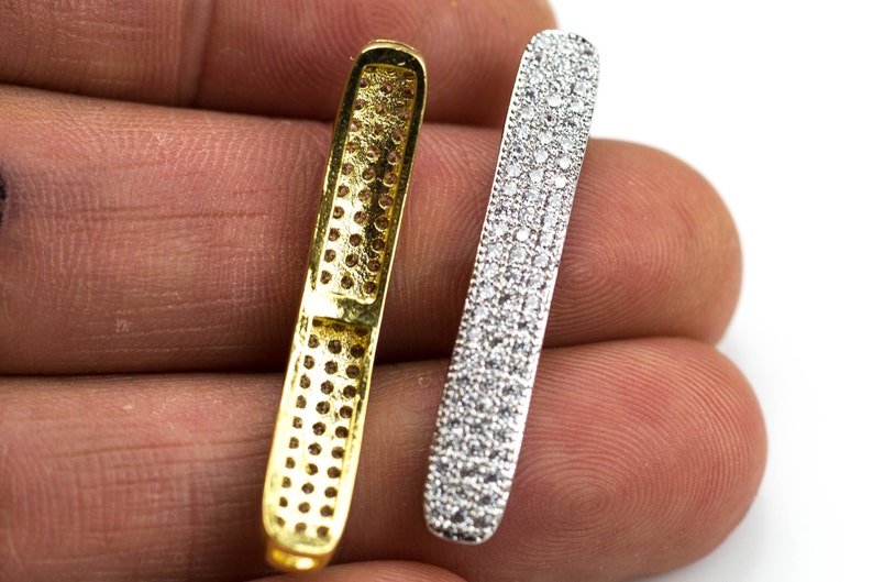 Cubic Zirconia Rhinestone Pave Tubes 6*36mm cz Flat tube bar