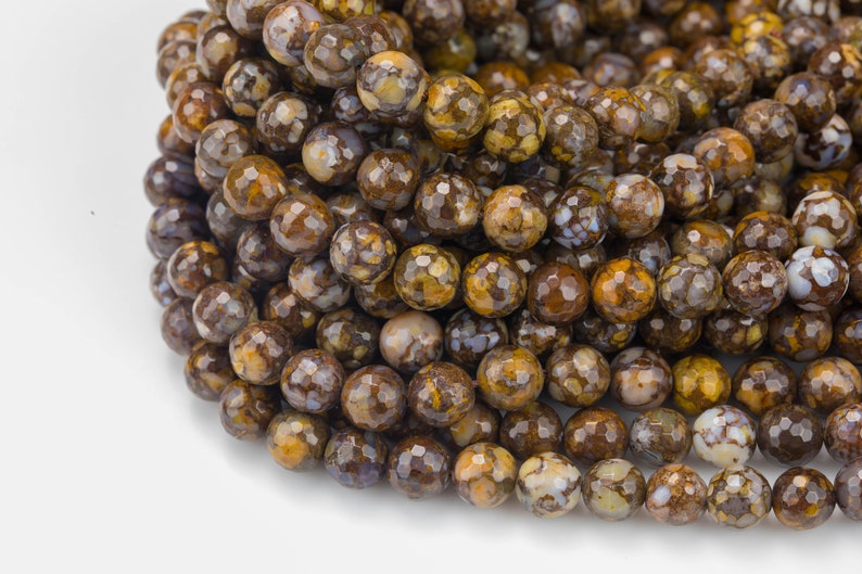 6mm 10mm Natural Fire Laced Opal- High Quality in Faceted Round- 4mm 8mm 12mm-Full Strand 15.5 inch Strand Gemstone Beads