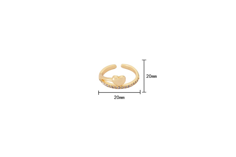 Minimalist Cz Ring Dainty Jewelry Adjustable Ring Gold Open Ring Micro Pave Ring 1 pc Gold Ring Heart Dainty Ring
