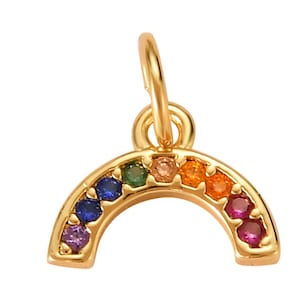 2pc Tiny Colorful CZ Pave Rainbow Charm, Cubic Zirconia Rainbow Pave Necklace Bracelet Charm Charm in 18k gold  -2 pcs per order- 10mm