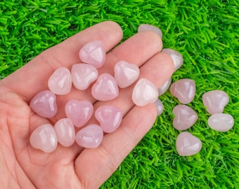 1 Pc Natural Rose Quartz Heart Shaped Healing Stones Gemstone Hearts Healing Stones-15mm- .5 inches